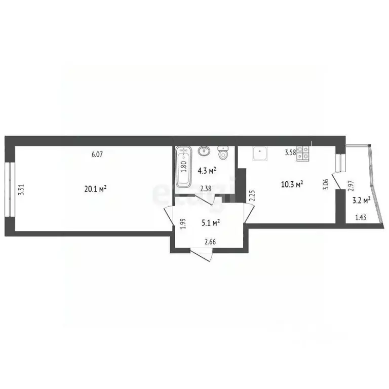 1-к кв. Краснодарский край, Анапа Астраханская ул., 97 (39.8 м) - Фото 2