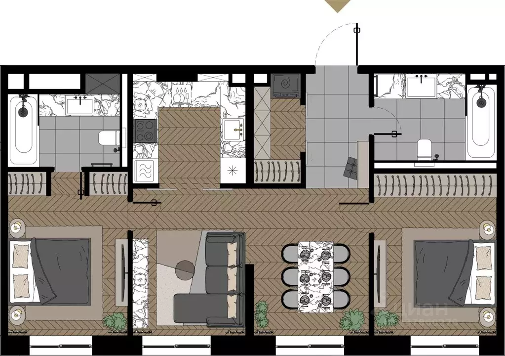 2-к кв. Москва Зорге 9 жилой комплекс, 9Ак7 (78.2 м) - Фото 1