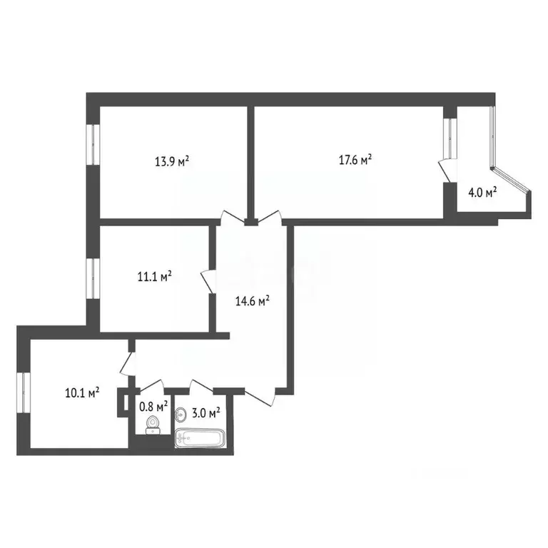 3-к кв. Амурская область, Тында Спортивная ул., 8 (71.1 м) - Фото 1
