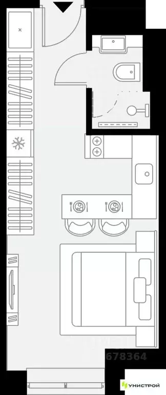 1-к кв. Татарстан, Казань Родины мкр,  (22.06 м) - Фото 1