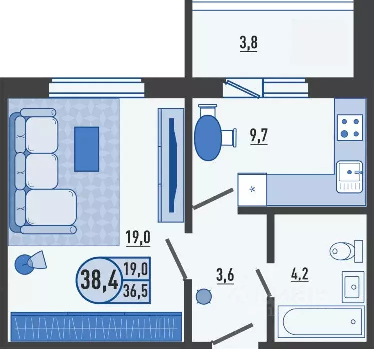 1-к кв. Орловская область, Орловский муниципальный округ, д. Образцово ... - Фото 1