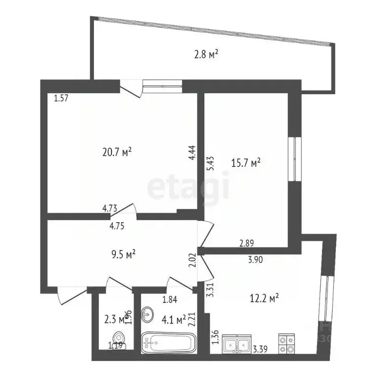 2-к кв. Мордовия, Саранск Коммунистическая ул., 123А (64.5 м) - Фото 1