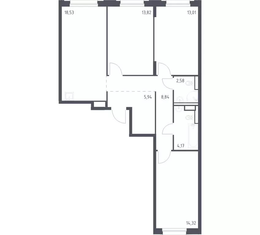 3-комнатная квартира: Мурино, жилой комплекс Новые Лаврики, 1.3 (81.21 ... - Фото 1