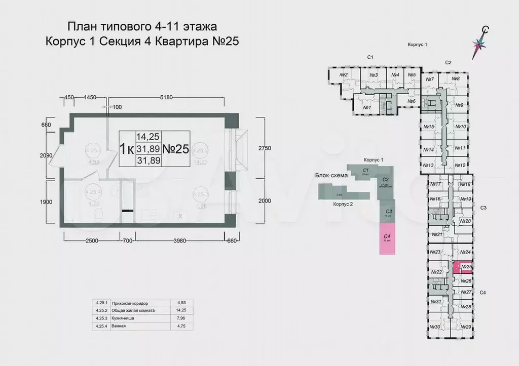 Квартира-студия, 31,9 м, 7/11 эт. - Фото 0