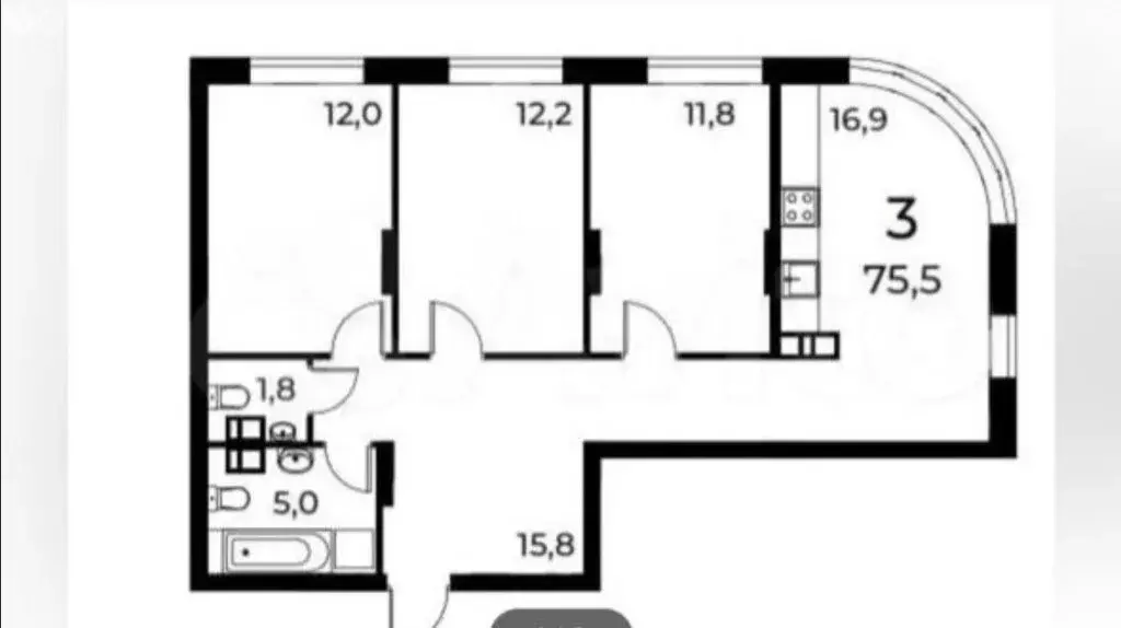 3-комнатная квартира: Нижний Новгород, улица Коперника, 8 (75.5 м) - Фото 1
