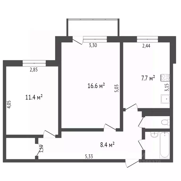 2-к кв. Тюменская область, Тобольск 6-й мкр, 27 (51.5 м) - Фото 2