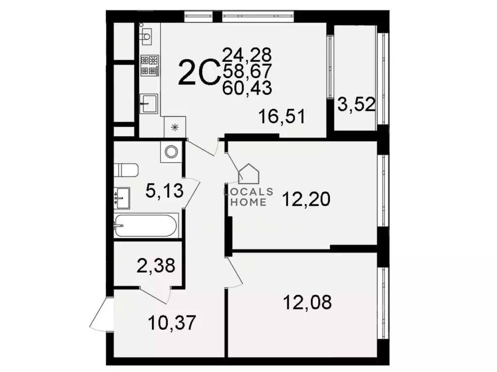 2-к кв. Рязанская область, Рязань Льговская ул., 8 (60.43 м) - Фото 2