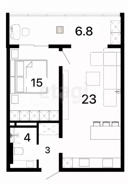 1-комнатная квартира: Махачкала, проспект Петра I, 33 (56 м) - Фото 1