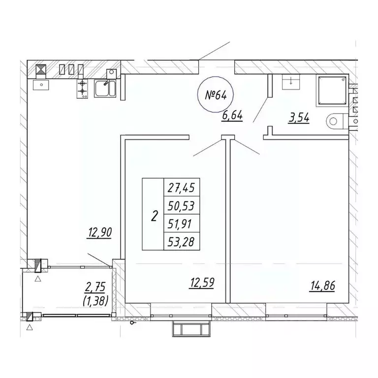 2-к кв. Калининградская область, Зеленоградск  (53.28 м) - Фото 1