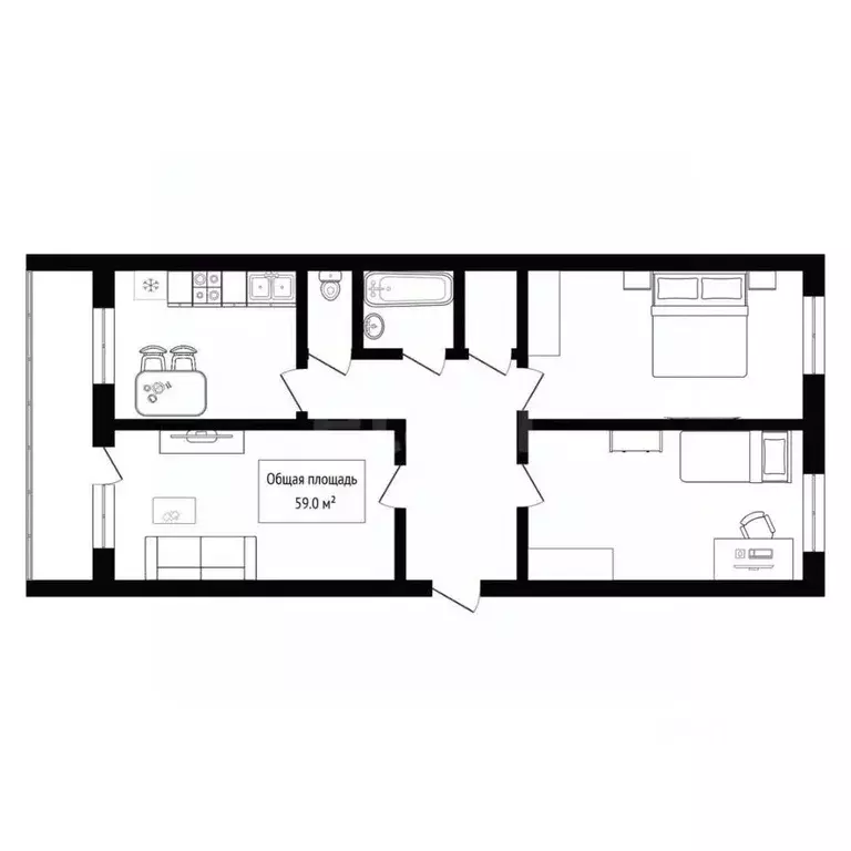 3-к кв. Алтай, Горно-Алтайск Коммунистический просп. (59.0 м) - Фото 2