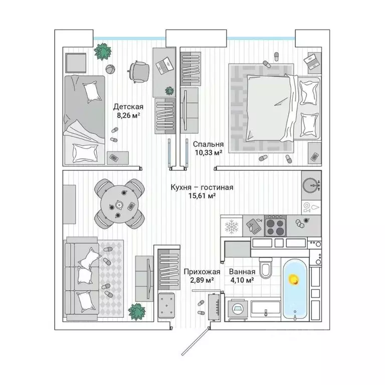 2-к кв. Приморский край, Владивосток ул. Нейбута (42.2 м) - Фото 1