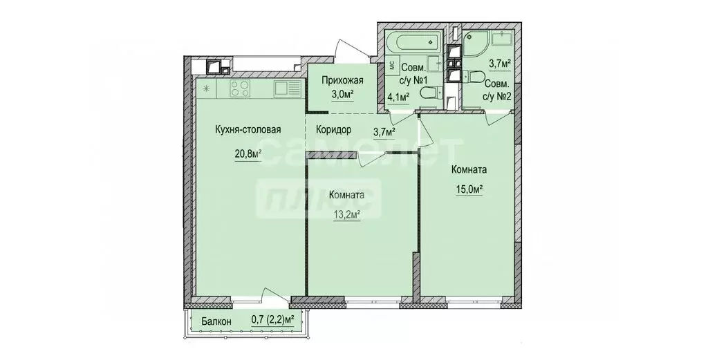 3-комнатная квартира: Ижевск, Союзная улица, 8Б (64 м) - Фото 1