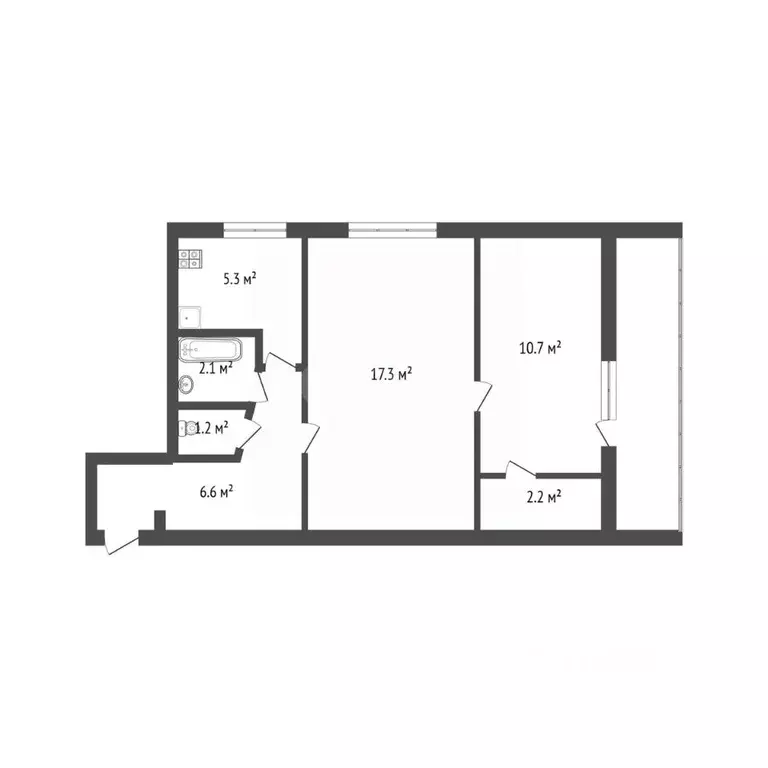 2-к кв. Севастополь просп. Генерала Острякова, 49 (48.8 м) - Фото 2