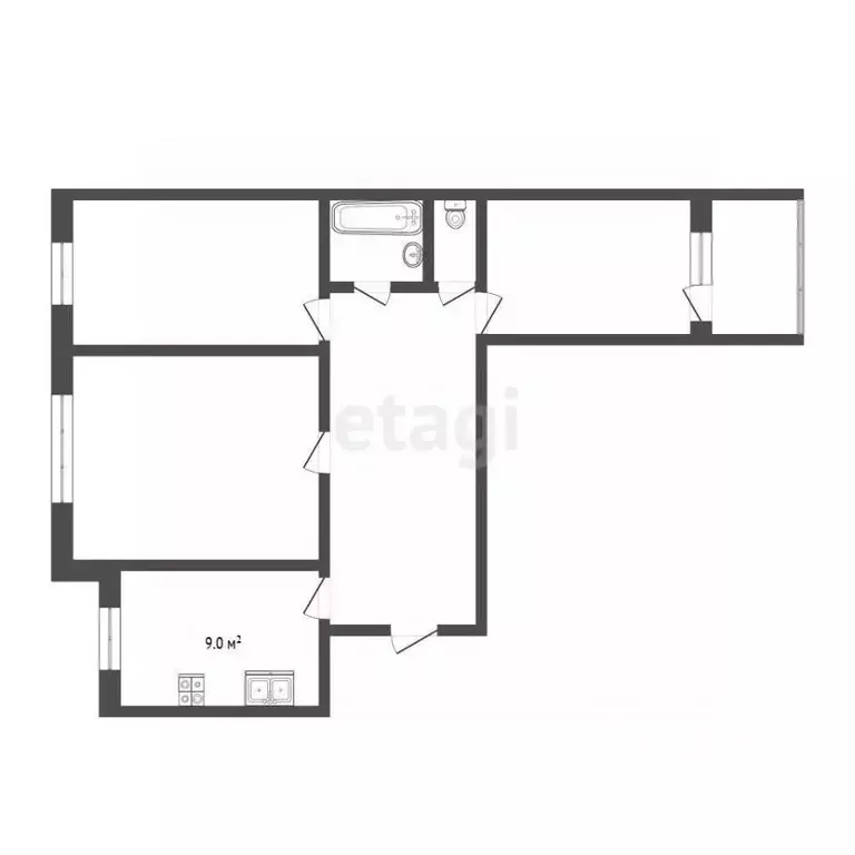3-к кв. Тюменская область, Тюмень ул. Мельникайте, 136 (66.3 м) - Фото 2