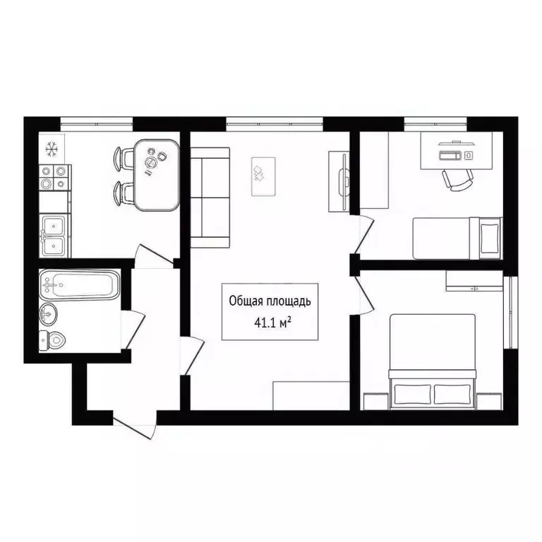 3-к кв. Новосибирская область, Новосибирск Мочищенское ш., 8 (41.1 м) - Фото 2