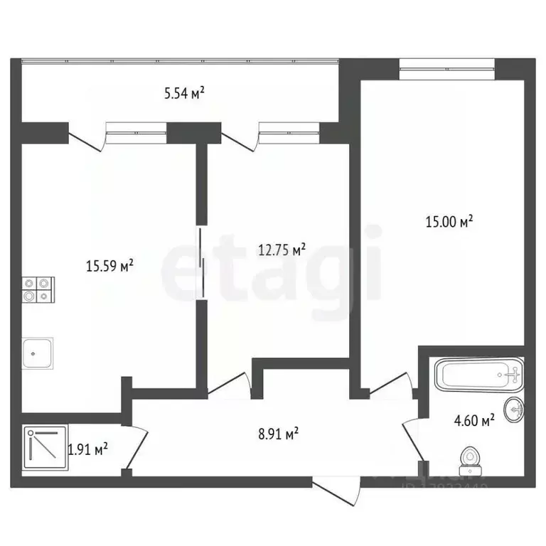 2-к кв. Тюменская область, Тюмень Комбинатская ул., 54к1 (58.0 м) - Фото 1