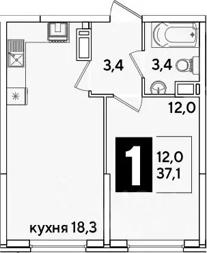 2-к кв. Краснодарский край, Краснодар ул. Ивана Беличенко, 90к1 (37.1 ... - Фото 0