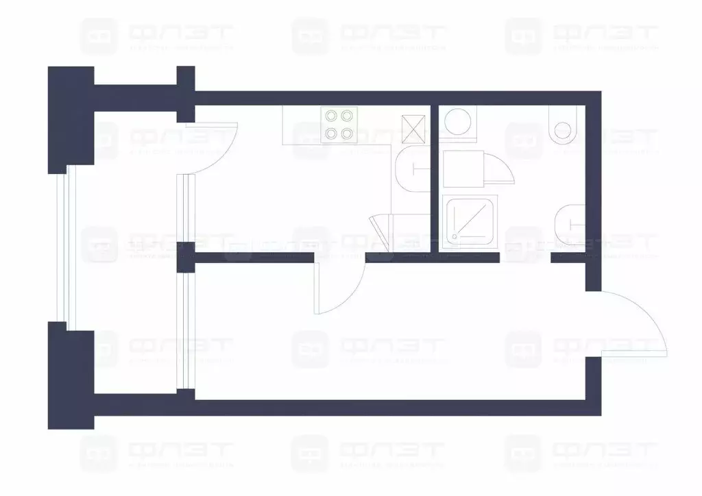 1-комнатная квартира: Казань, улица Островского, 114 (31.2 м) - Фото 1