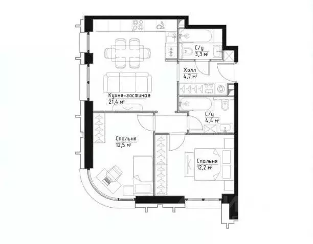 2-к кв. Москва Дубининская ул., 65К2 (58.5 м) - Фото 1