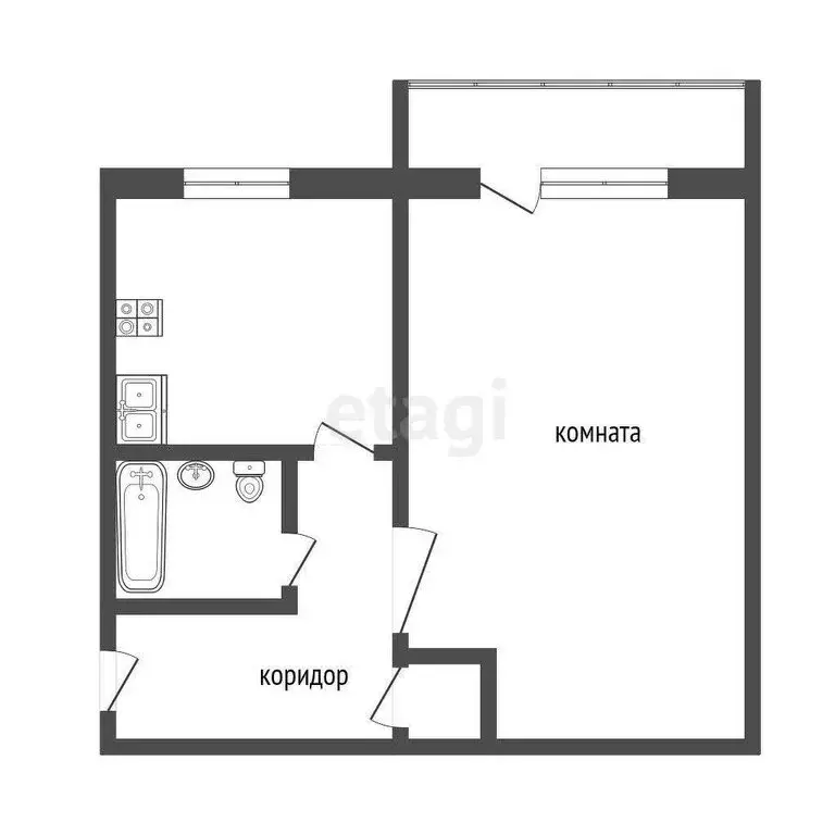 1-комнатная квартира: Тюмень, улица Орджоникидзе, 62 (31.1 м) - Фото 1