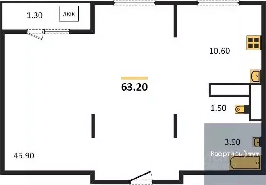 1-к кв. Воронежская область, Воронеж ул. Шишкова, 140Б/17 (63.2 м) - Фото 0