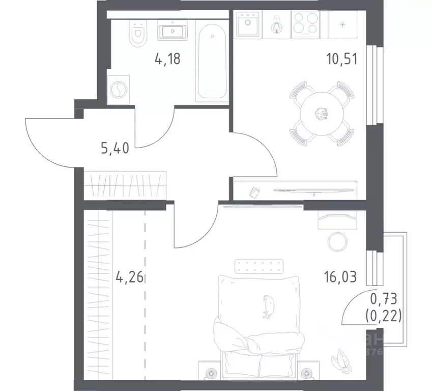 1-к кв. Башкортостан, Уфа ул. Минигали Губайдуллина, 8к9 (40.6 м) - Фото 1