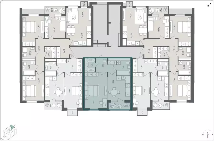 1-комнатная квартира: село Перхушково, микрорайон Равновесие, 4 (44.2 ... - Фото 2