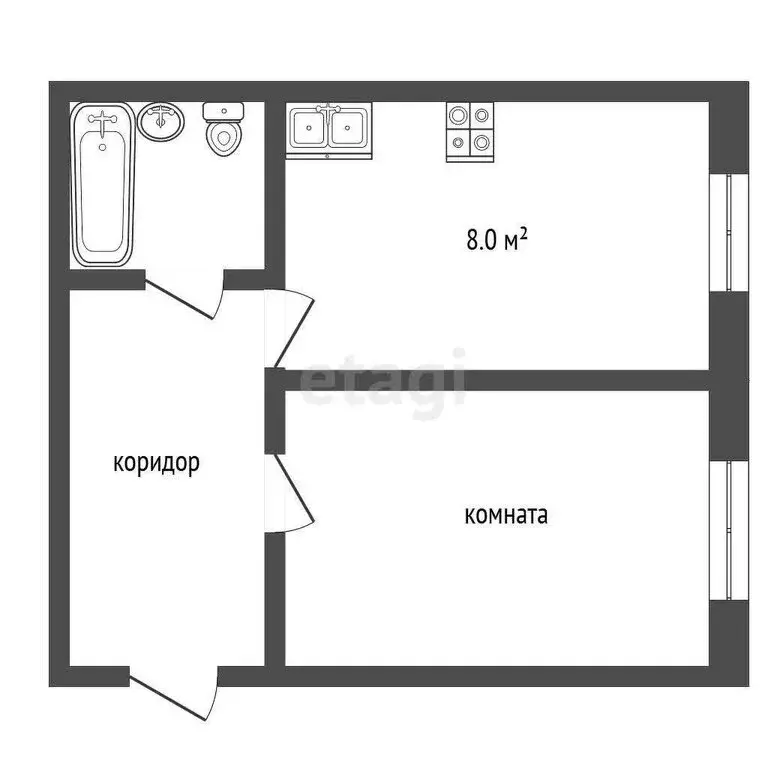 1-комнатная квартира: Камышлов, Олимпийская улица, 2 (31.3 м) - Фото 1
