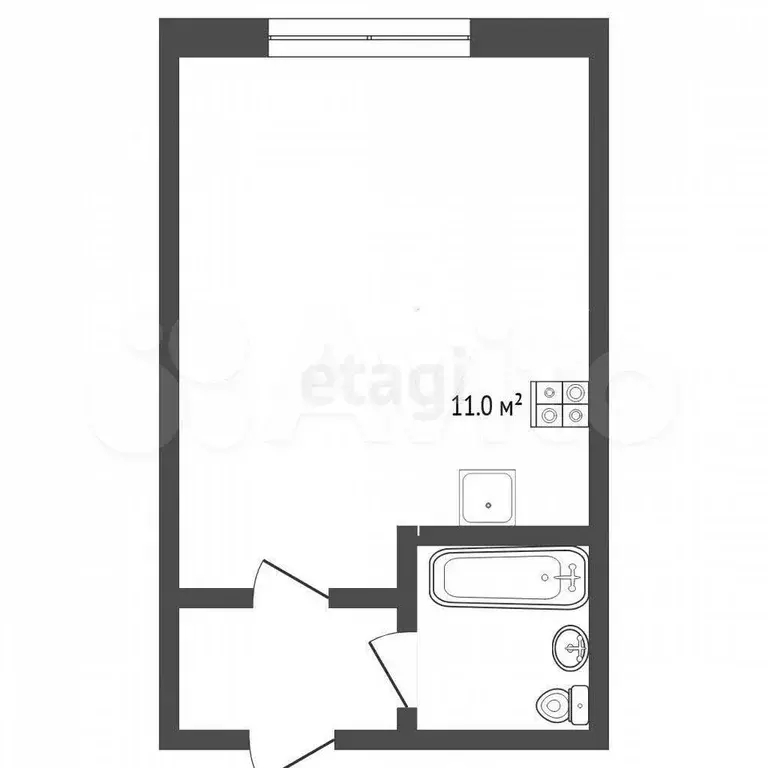 Квартира-студия, 24,4 м, 3/5 эт. - Фото 0