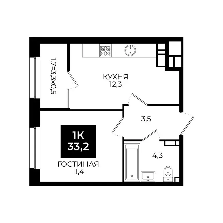 1-комнатная квартира: Ставрополь, улица Южный Обход, 65к1 (33.2 м) - Фото 0