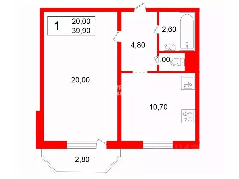 1-к кв. Санкт-Петербург просп. Большевиков, 30К1 (39.9 м) - Фото 2