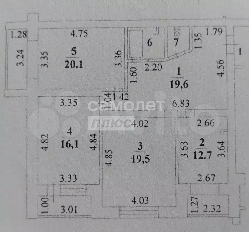 3-к. квартира, 93,3 м, 1/5 эт. - Фото 0