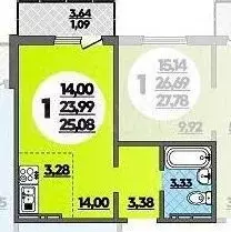 Квартира-студия, 24,2 м, 8/17 эт. - Фото 0