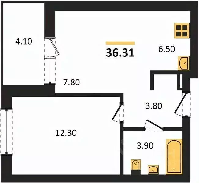 1-к кв. Свердловская область, Екатеринбург ул. Пехотинцев, 1В (33.9 м) - Фото 2