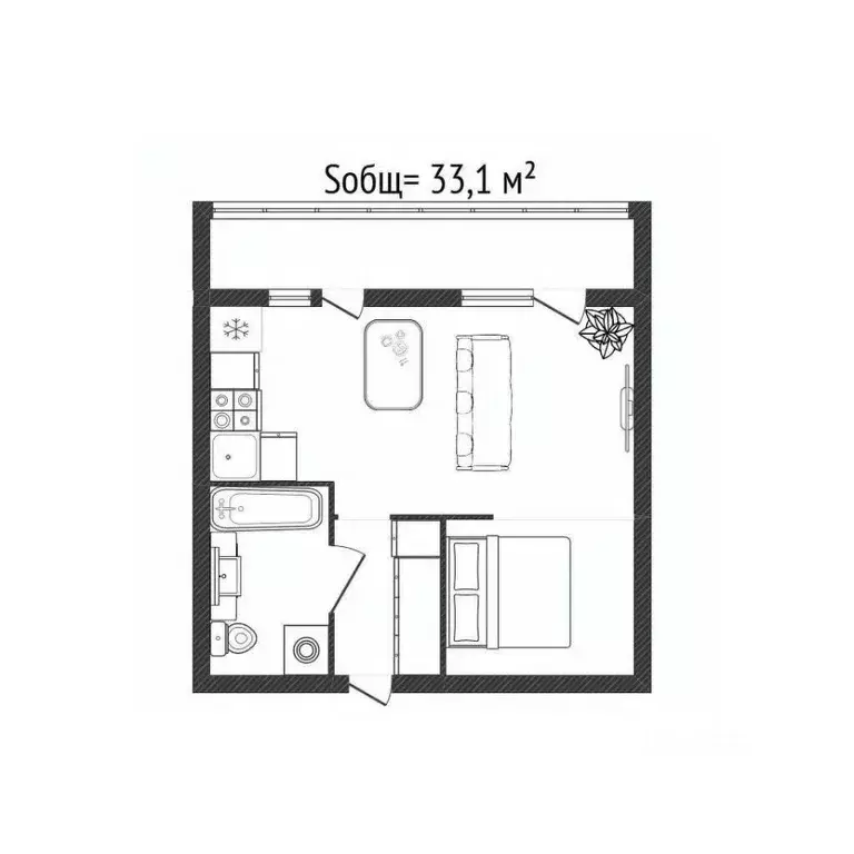 Студия Брянская область, Брянск Западный проезд, 1 (33.1 м) - Фото 2