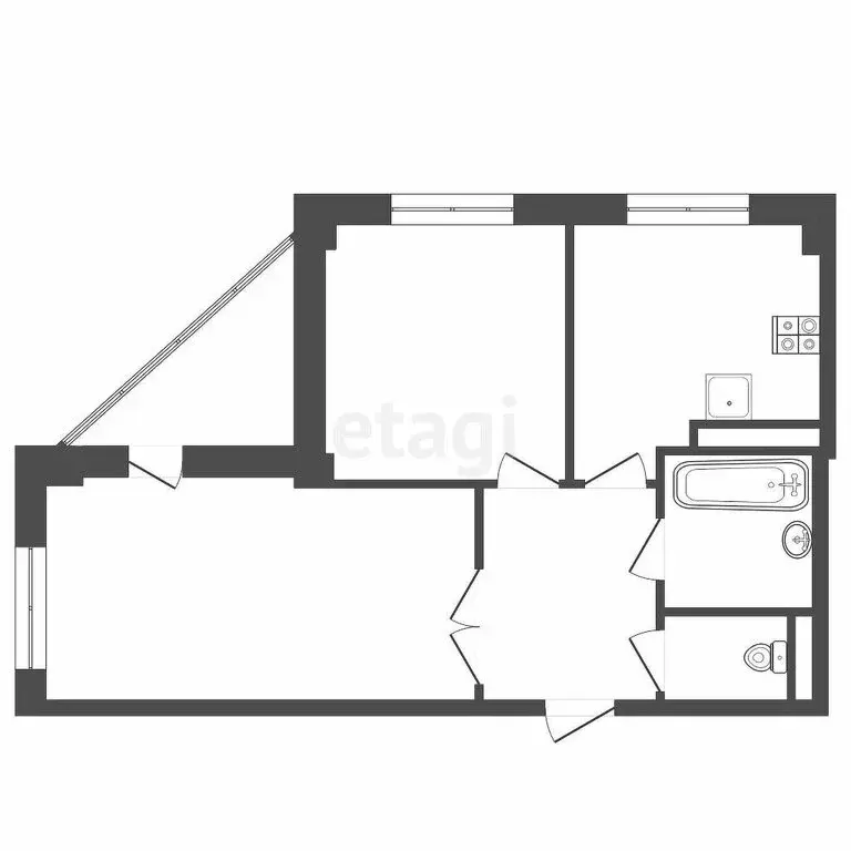 2-комнатная квартира: Томск, улица Петра Федоровского, 10 (52 м) - Фото 0