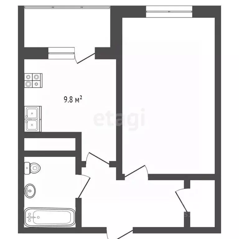 1-к кв. Ямало-Ненецкий АО, Ноябрьск Магистральная ул., 123 (37.5 м) - Фото 2