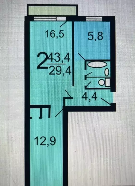 2-к кв. Московская область, Котельники Белая Дача мкр, 62 (43.4 м) - Фото 2