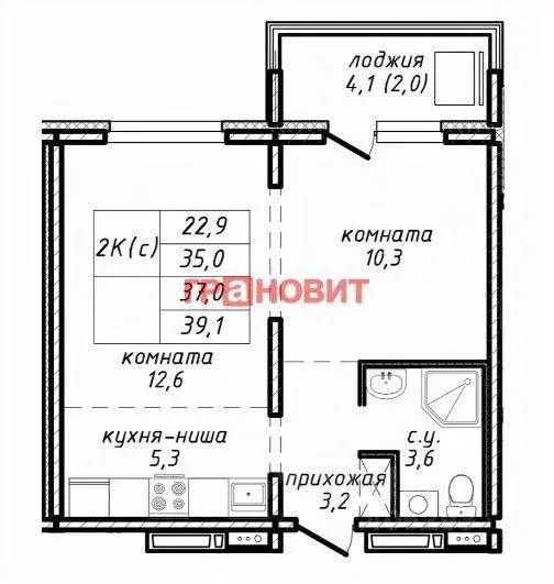 Квартира, 2 комнаты, 37 м - Фото 0