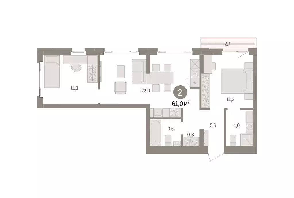 2-комнатная квартира: Екатеринбург, жилой район Сортировочный, ... - Фото 2