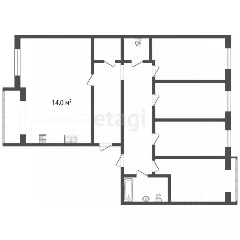 5-к кв. Тамбовская область, Тамбов ул. Гиляровского, 26В (119.8 м) - Фото 2