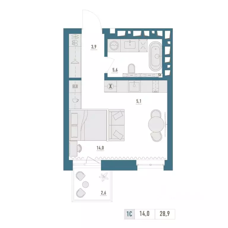 1-к кв. Башкортостан, Уфа Родина Парк жилой комплекс (28.9 м) - Фото 1