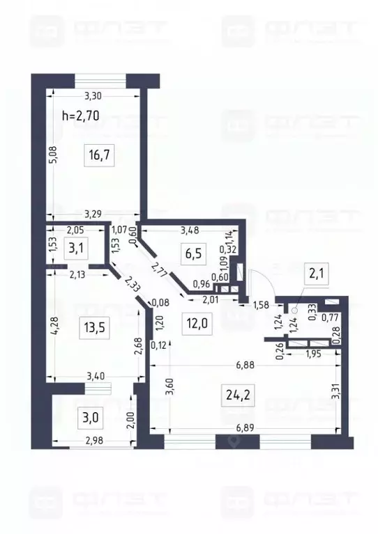 2-к кв. Татарстан, Казань просп. Альберта Камалеева, 32Б (81.1 м) - Фото 1