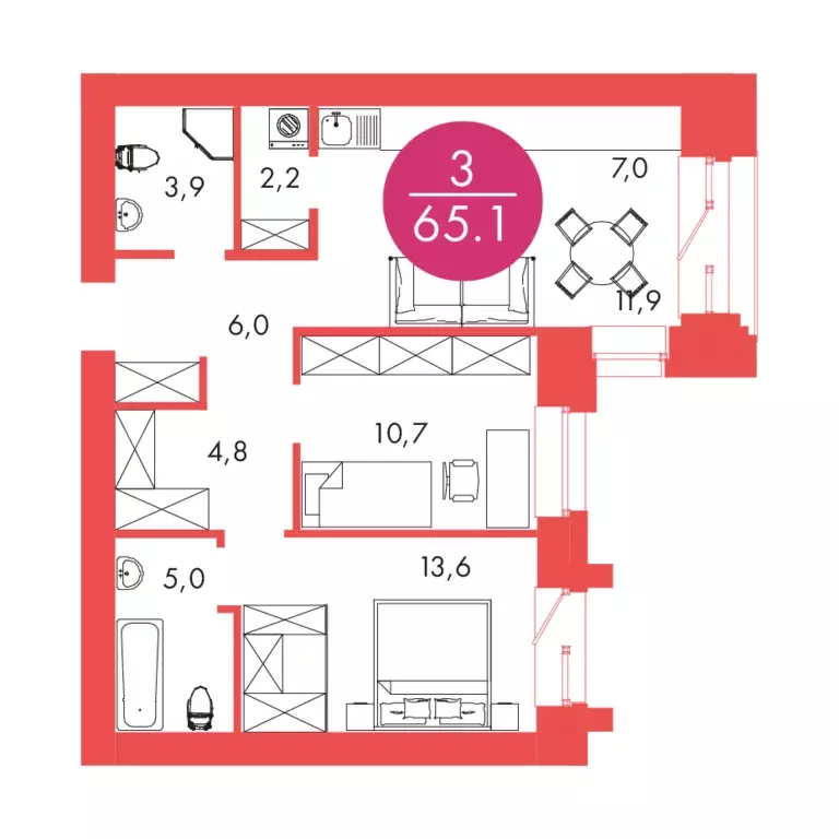 Продаётся 3-к квартира, 65.1 м - Фото 1