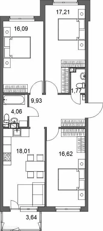 Продаётся 3-к квартира, 86.6 м - Фото 0