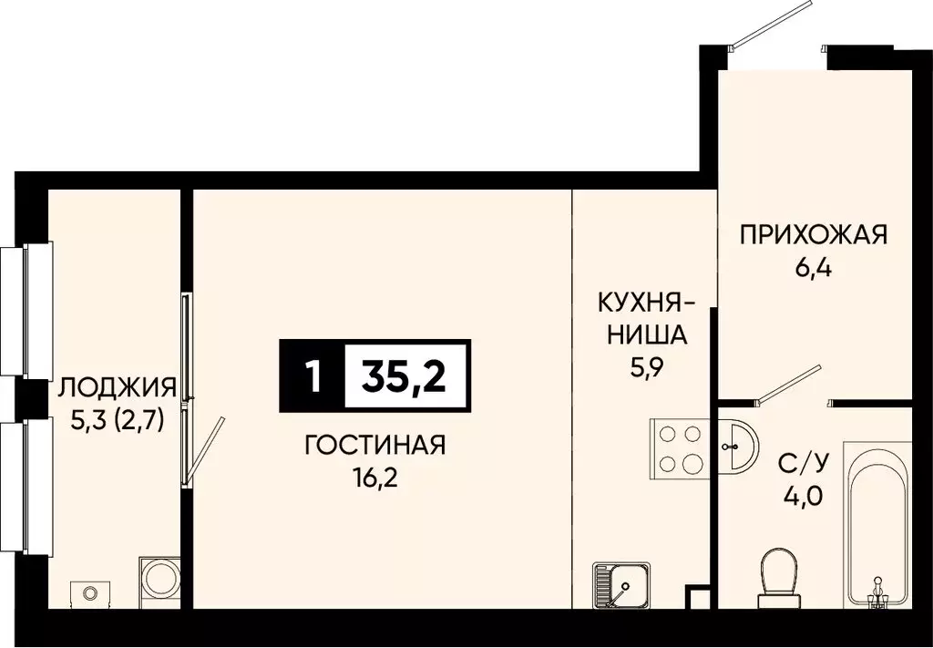 1-комнатная квартира: Ставропольский край, городской округ Кисловодск, ... - Фото 0