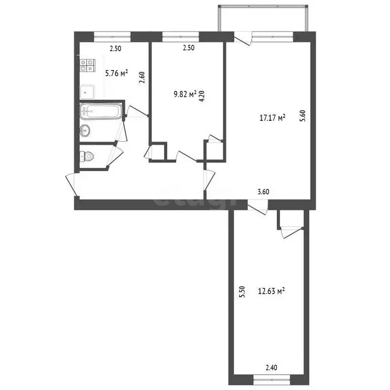 3-комнатная квартира: Белгород, Молодёжная улица, 8 (57.2 м) - Фото 1
