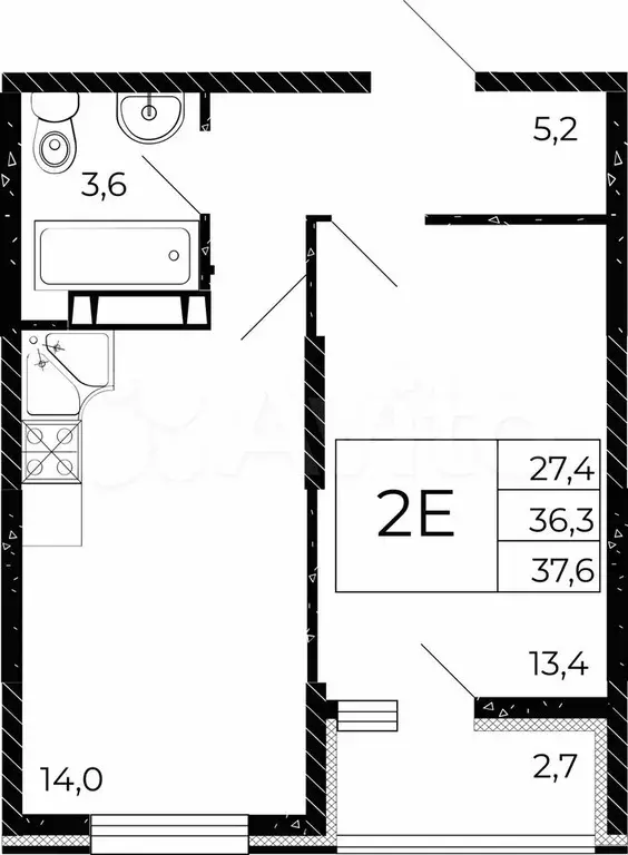 1-к. квартира, 37,6 м, 10/15 эт. - Фото 1