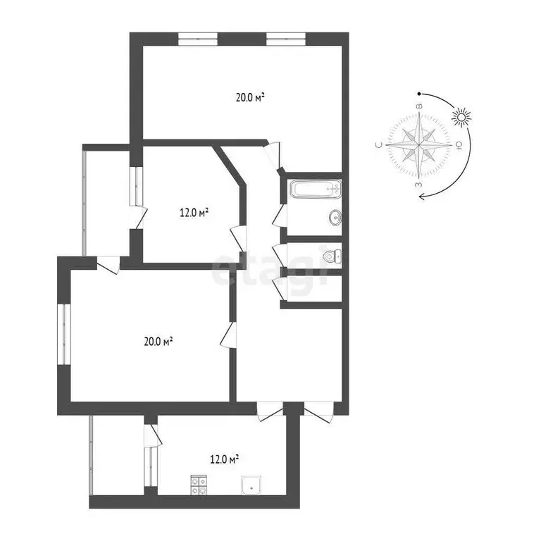 3-комнатная квартира: Тюмень, улица Щербакова, 114 (86 м) - Фото 1