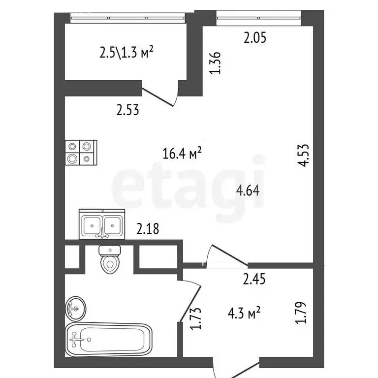 Квартира-студия: Санкт-Петербург, улица Крыленко, 1к1с2 (25.67 м) - Фото 1